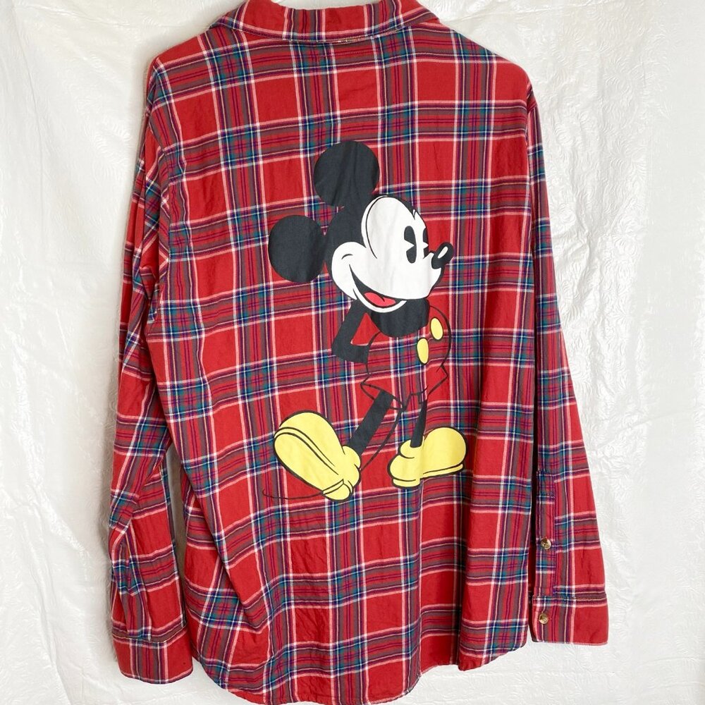 Disney Cakeworthy Mickey Mouse Plaid Shirt Sz XL
